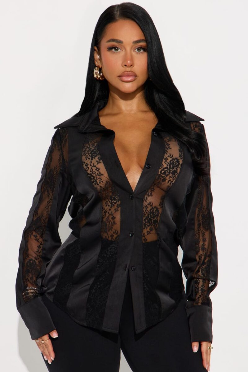 Satin shirt black